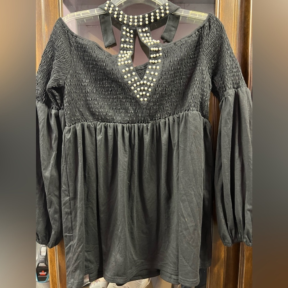 SHEILAY Women’s XL Fancy Black Shirt NEW